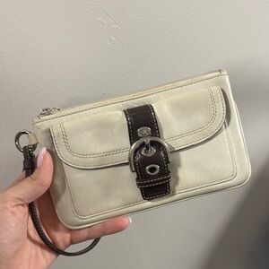 Coach Cream and Brown Wristlet